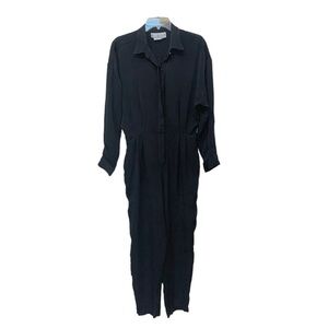 Vintage 80s Saint Germain Paris Black Jumpsuit Coveralls New Wave Large